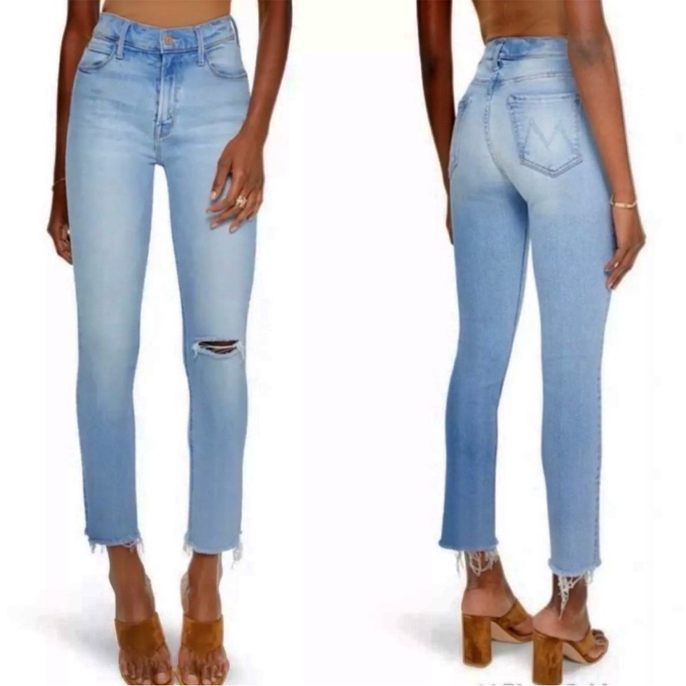 NEW MOTHER The Mid Rise Dazzler Ankle Fray Denim Jean Size 30